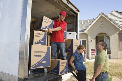 Packed household boxes ready for a Chelsea house removal