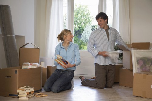 Packed boxes and furniture ready for removals in Chelsea