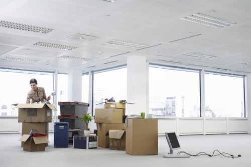 Boxes and furniture prepared for a Chelsea student move